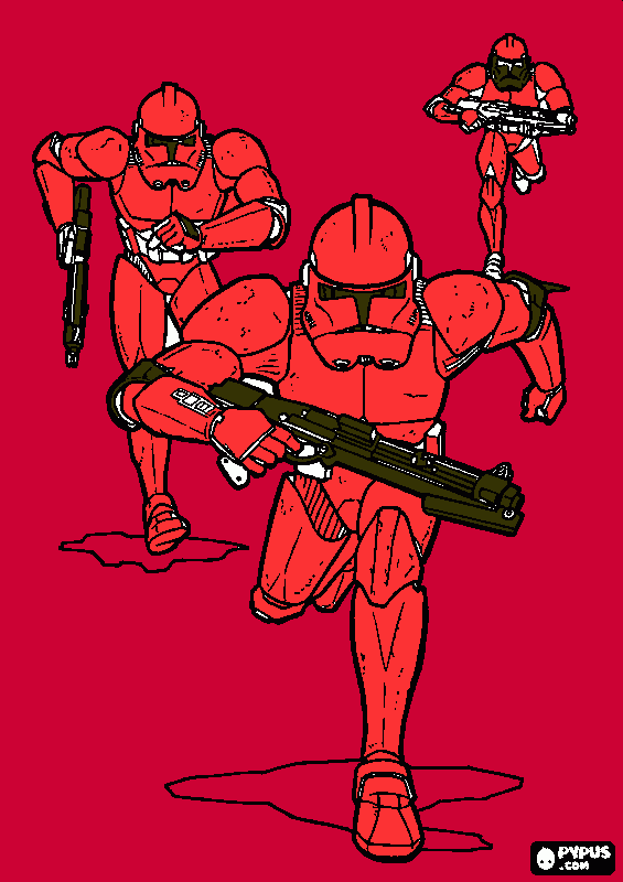 clone troopers runing coloring page