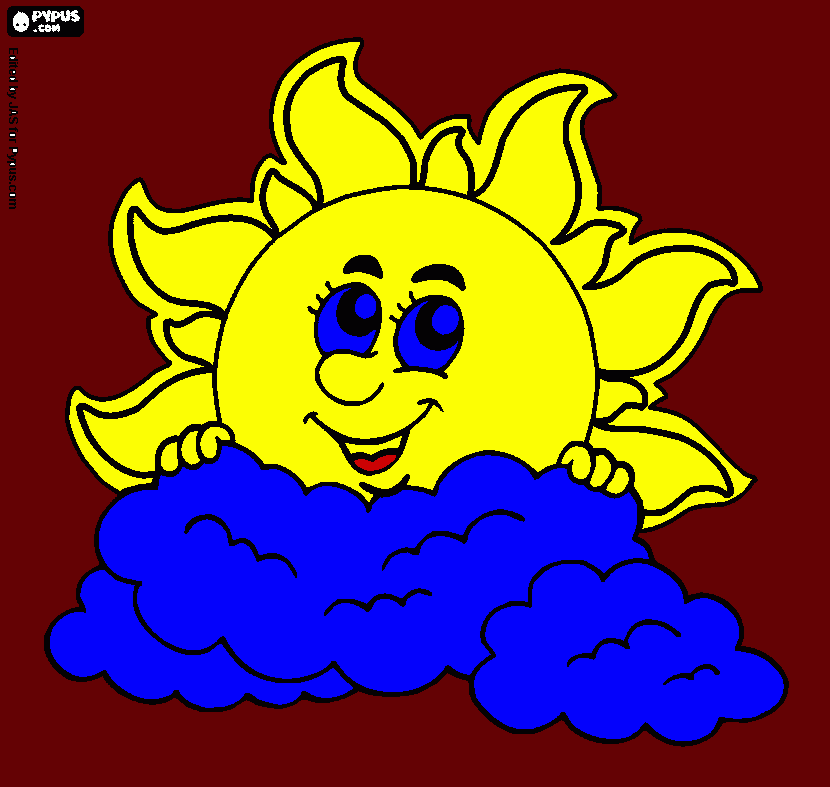 cloud and sun coloring page