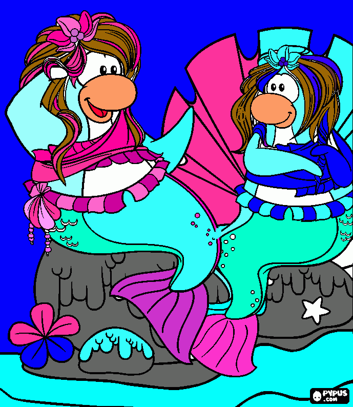 club penguin mermaids coloring page