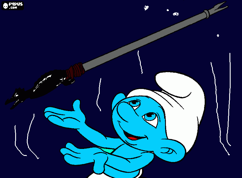clumsy smurf manages to save the magic wand of dragon coloring page