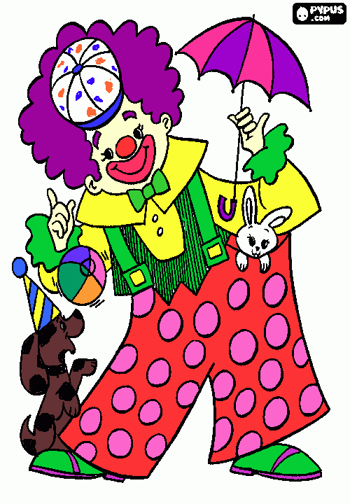 Colored Clown coloring page