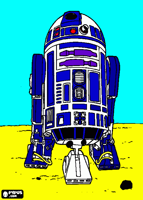 colouring in of R2D2 coloring page