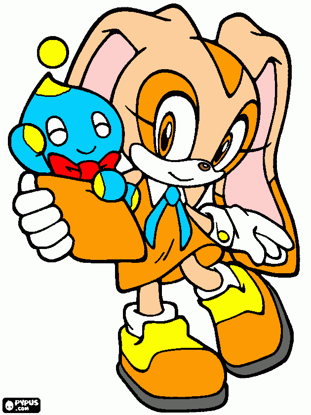 Cream the rabbit and chao coloring page