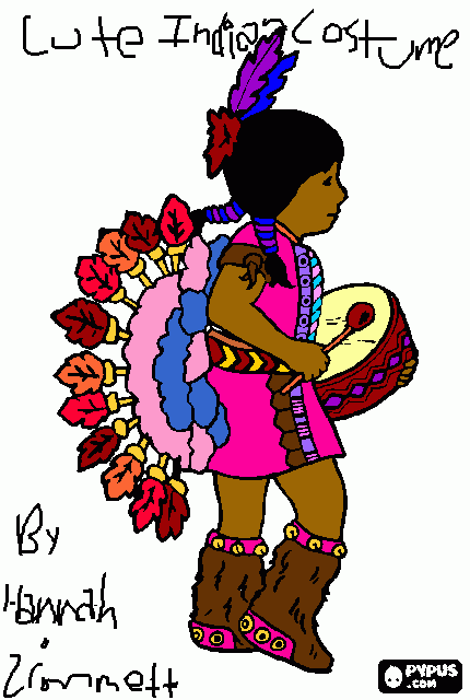 Cute Indian Costume coloring page