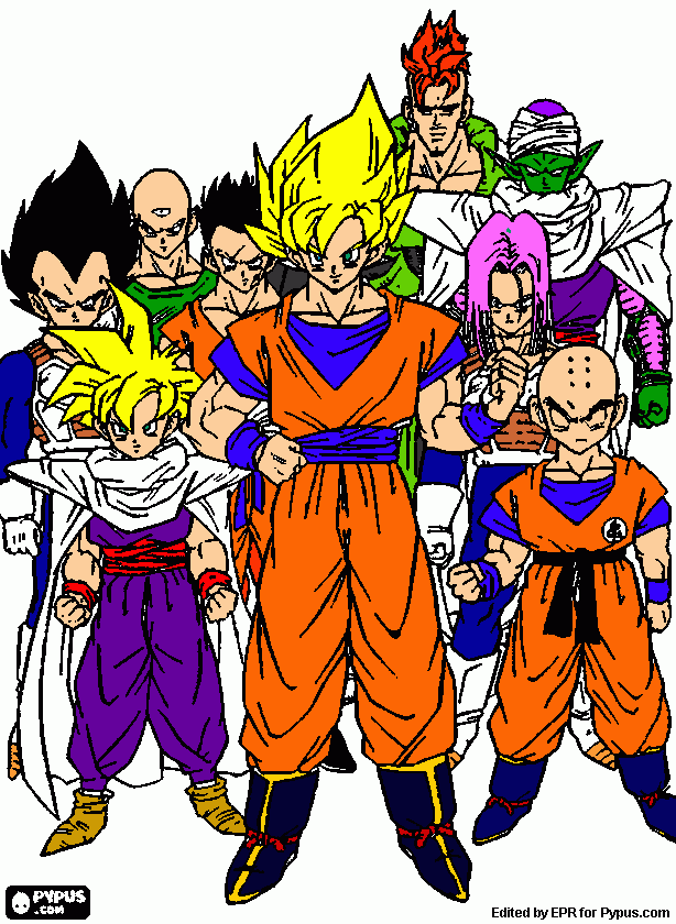 DBZ Crew coloring page