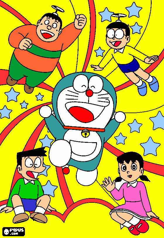 Doraemon and friends coloring page