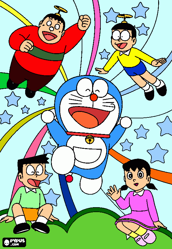 Doraemon drawing coloring page