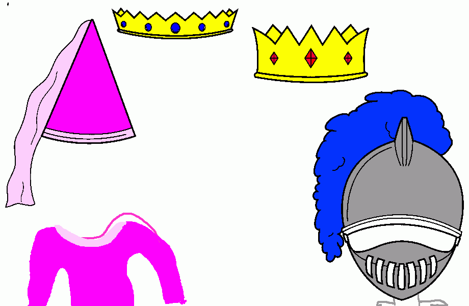 drawing crowns, princess and knight coloring page