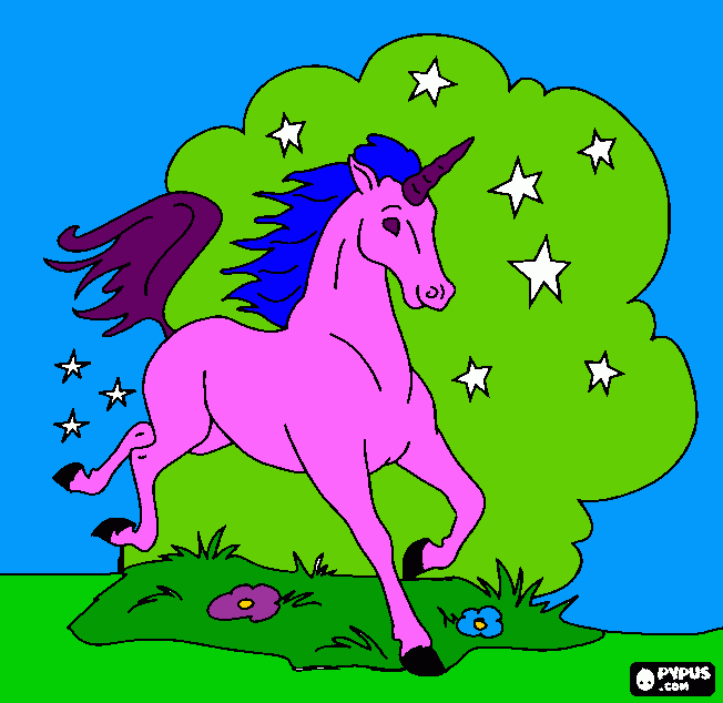 drawing of a unicorn that's your favorite colors coloring page