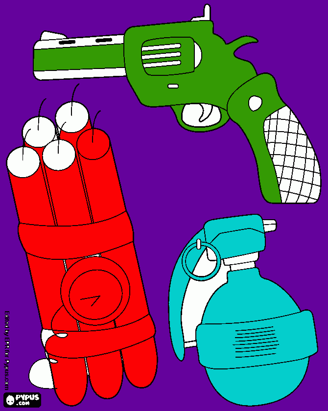 drop your weapons now! coloring page