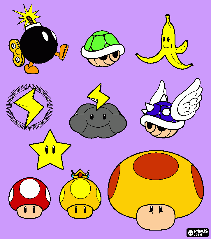 Elements of Super Mario Bros coloring page