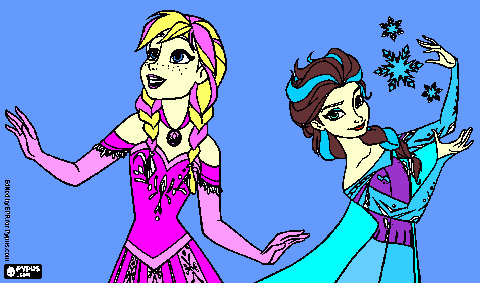 Elsa and Anna coloring coloring page