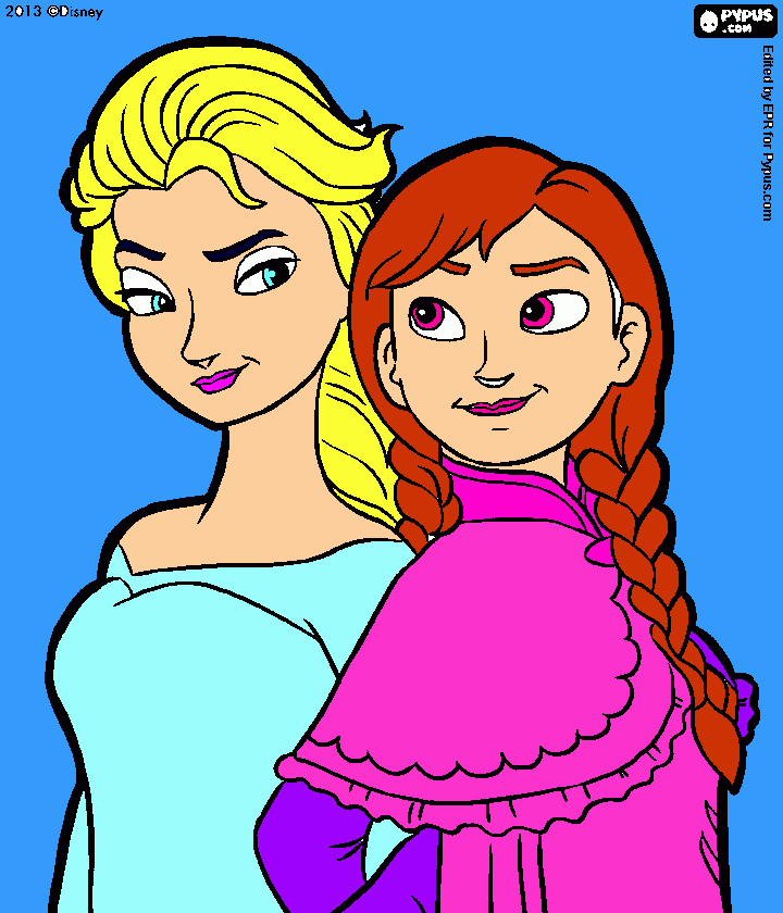 Elsa and anna coloring page