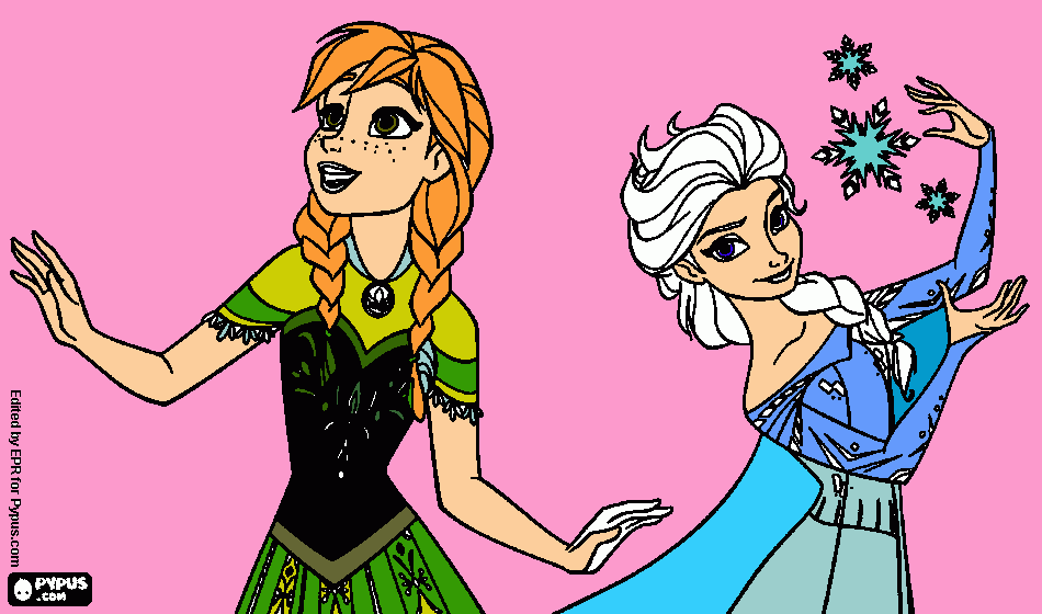 elsa  and  anna coloring page