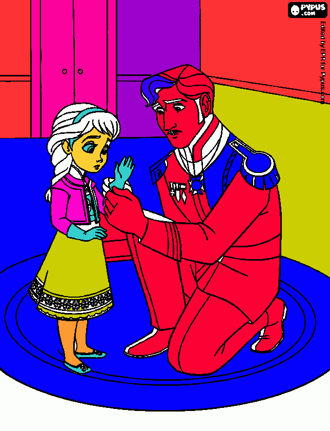 Elsa and Father coloring page