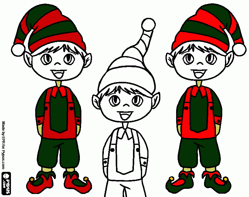 elves coloring page