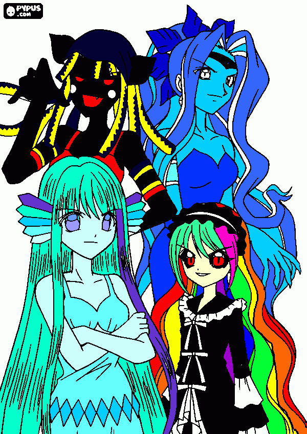 Eriru, Izuru, Yuuri, and Maria Empress coloring page