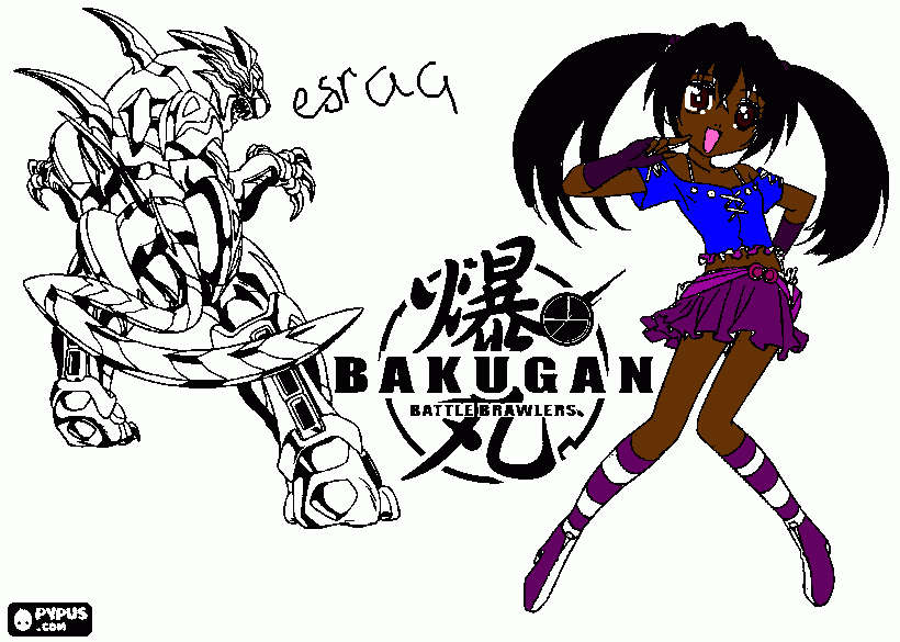 esraa in bakugon coloring page