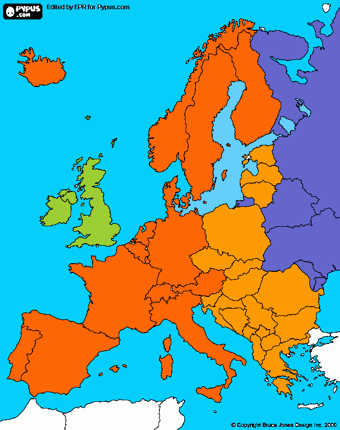 europe color coded coloring page