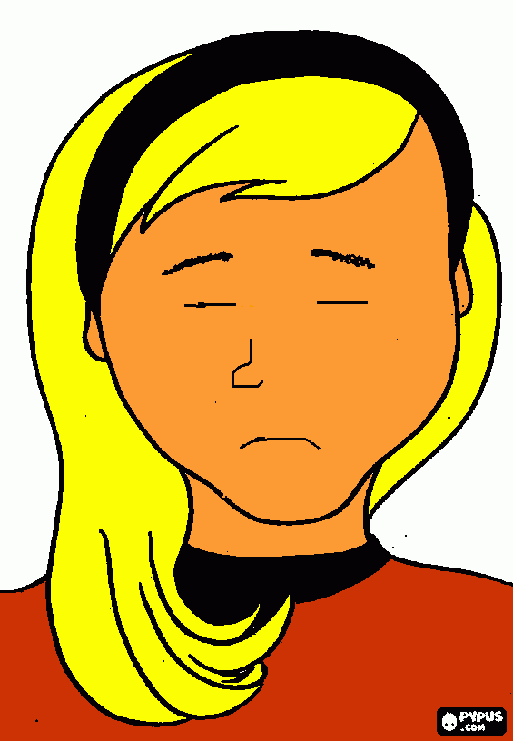 face of girl with long hair coloring page