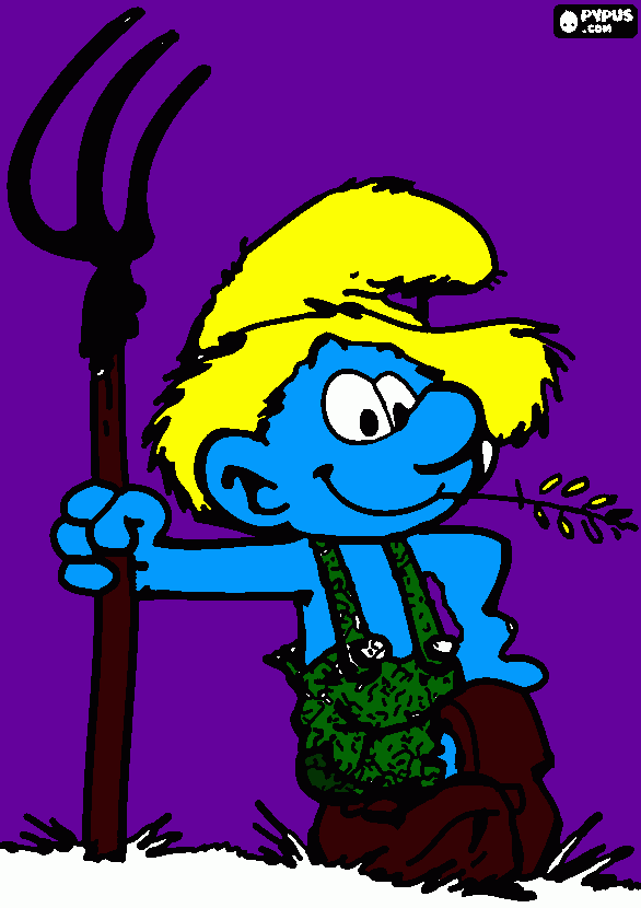 Farmer smurf coloring page