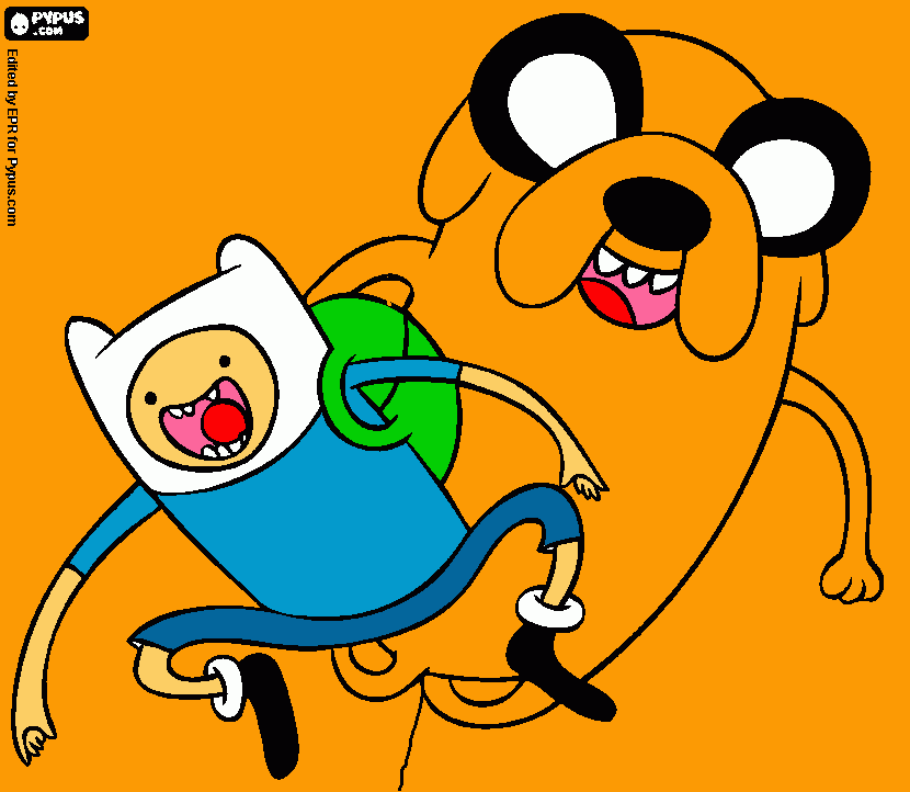 finn and jake ready for a great adventure from the land of oo coloring page