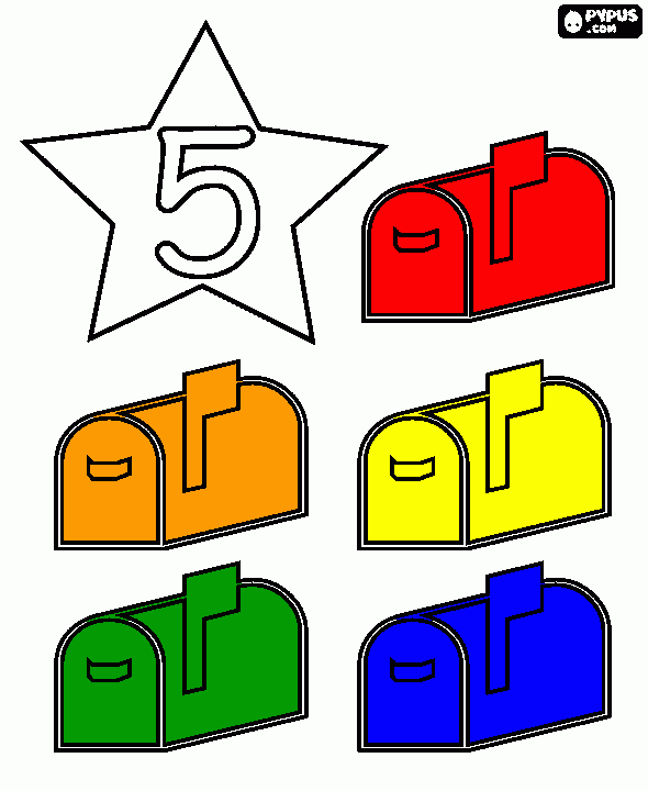 five mailboxes coloring page