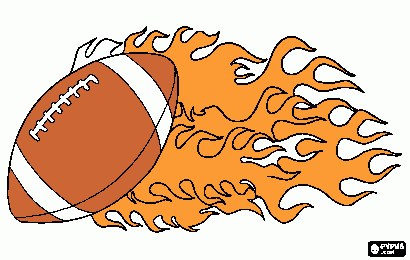 football on FIRE! coloring page