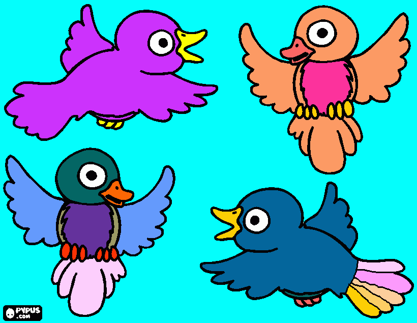 four-little-birds-flying coloring page