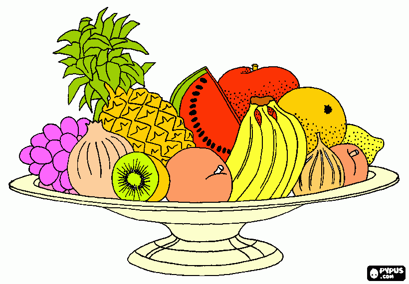fruit bowl/plate coloring page