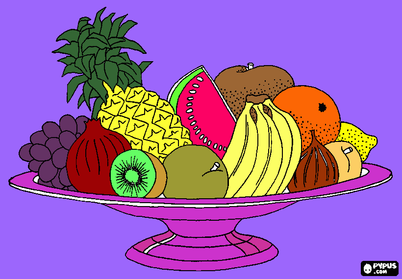 fruit in bowl coloring page