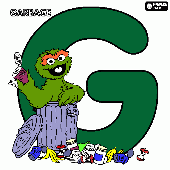 G for Garbage coloring page