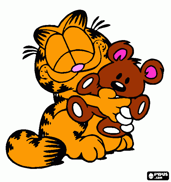 garfield holding pooky coloring page