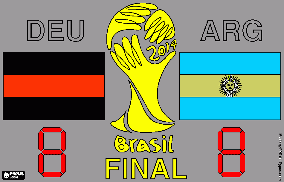 Germany vs Argentina. Final of FIFA World Cup Brazil 2014 coloring page