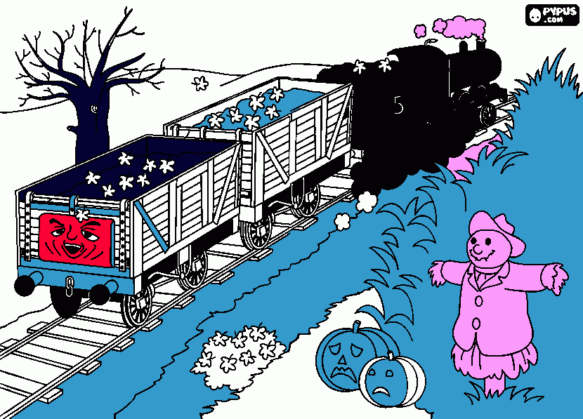 Ghost Trains! coloring page