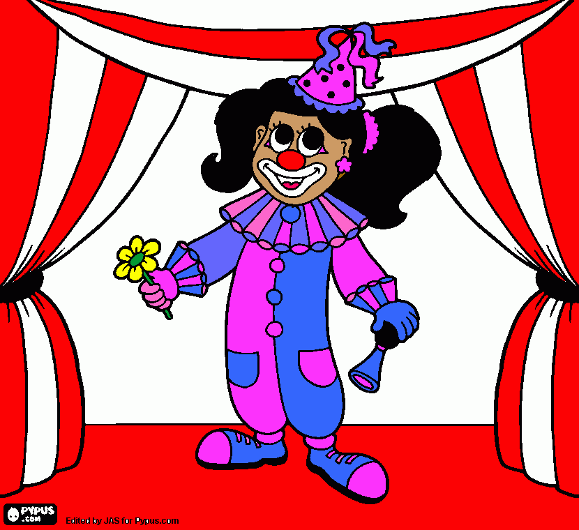 girl clown rara coloring page