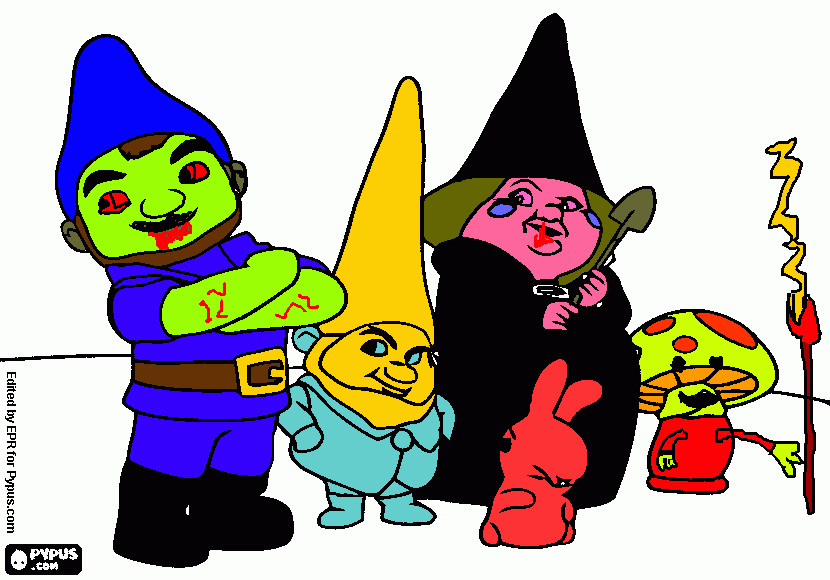 gnomes group coloring page