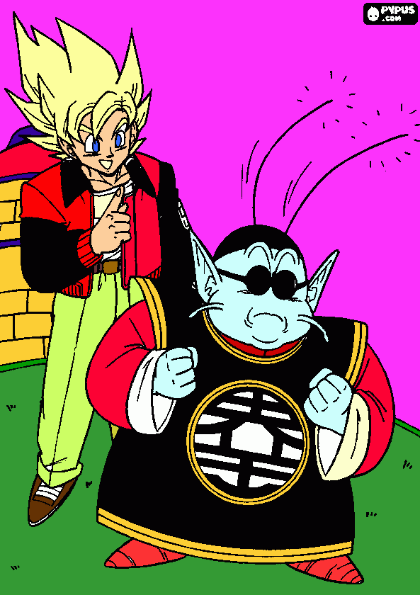 Goku and King Kai coloring page