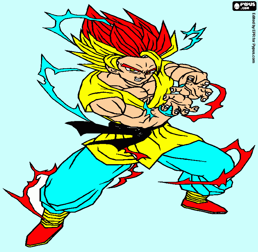 GOku super saiyan 2. Goku throws the Kamehameha attack coloring page coloring page