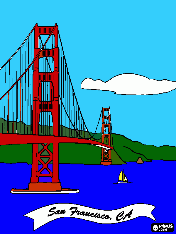 golden gate bridge coloring page