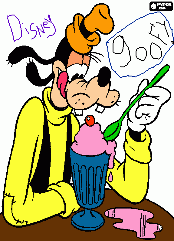 goofy loves ice cream coloring page