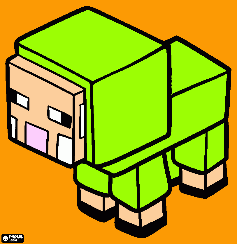 Green Minecraft Sheep coloring page