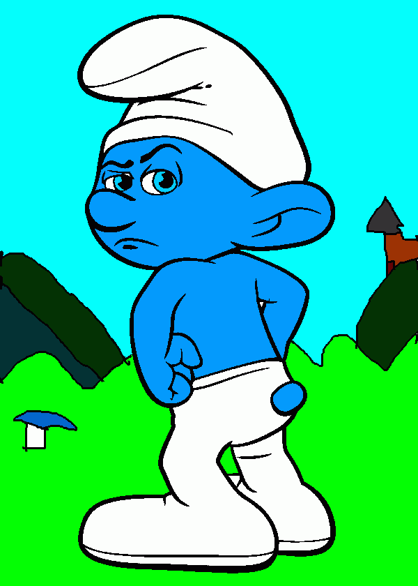 Grumpy Smurf coloring page
