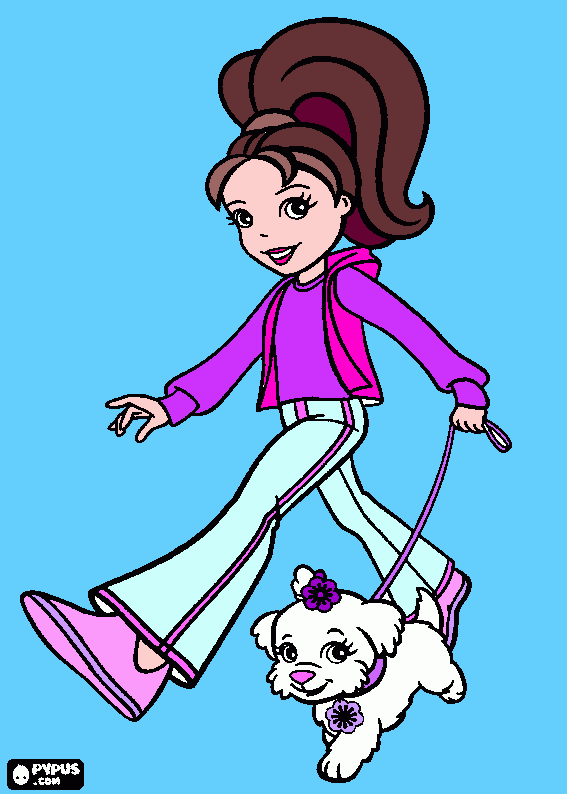 Hailey and the cute puppy coloring page