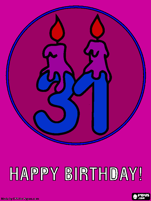 happy 31 birthday coloring page