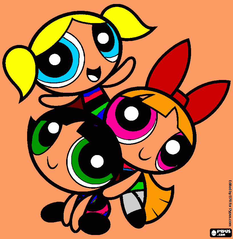 Happy Power Puff Girls coloring page