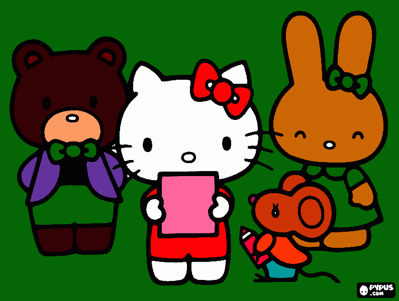 hello kitty cathy tippy  and joey two boys AND TWO GIRLS coloring page