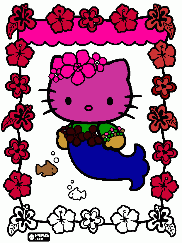 Hello Kitty sellő coloring page