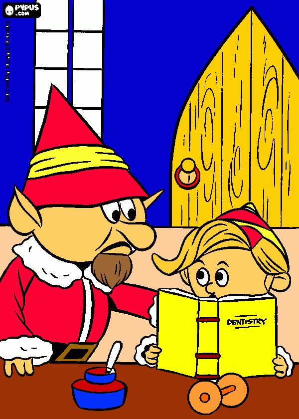 Hermey and his boss coloring page