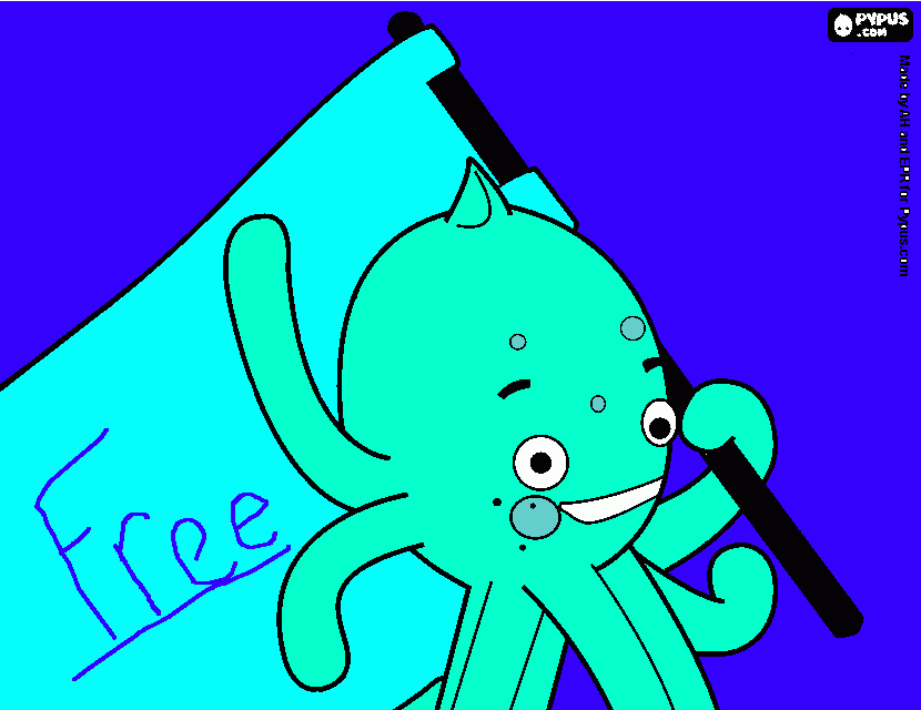 hi, I'm Pypus with Free flag coloring page